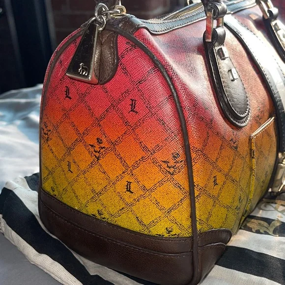 Sale 🔥 L.A.M.B. Green Red Yellow Gradient Handbag. Rasta Bag by Gwen Stefani. - Picture 6 of 11